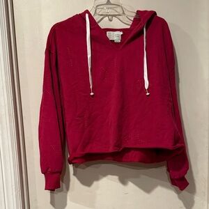 Anthropologie appliquéd star crop Hoodie